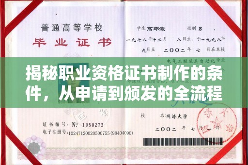 三亚揭秘职业资格证书制作的条件，从申请到颁发的全流程解析
